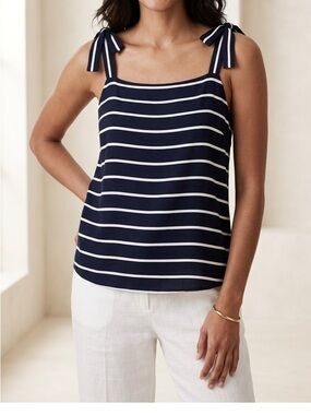 Banana Republic Camisole Women’s Medium Navy White Striped Tie Shoulder
